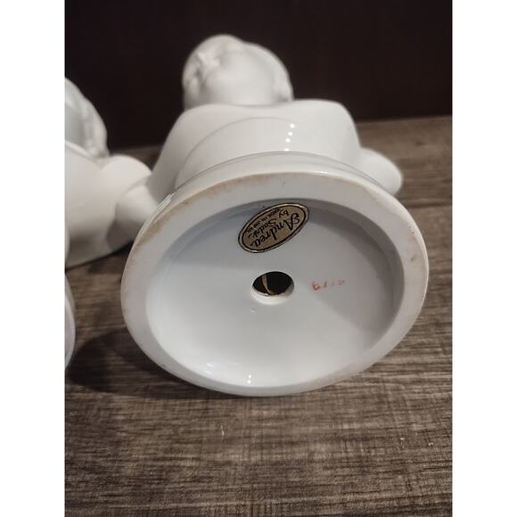 Pair Busts Girl Woman Andrea by Sadek Sculptures Made In Japan White Lot of 2 - Picture 11 of 12